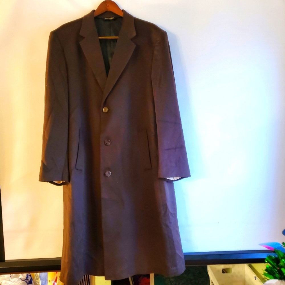 PRONTOMODA MEN'S SINGLE BREASTED FULL LENGTH TOP COAT CASHMERE LAMB WOOL SIZE 48